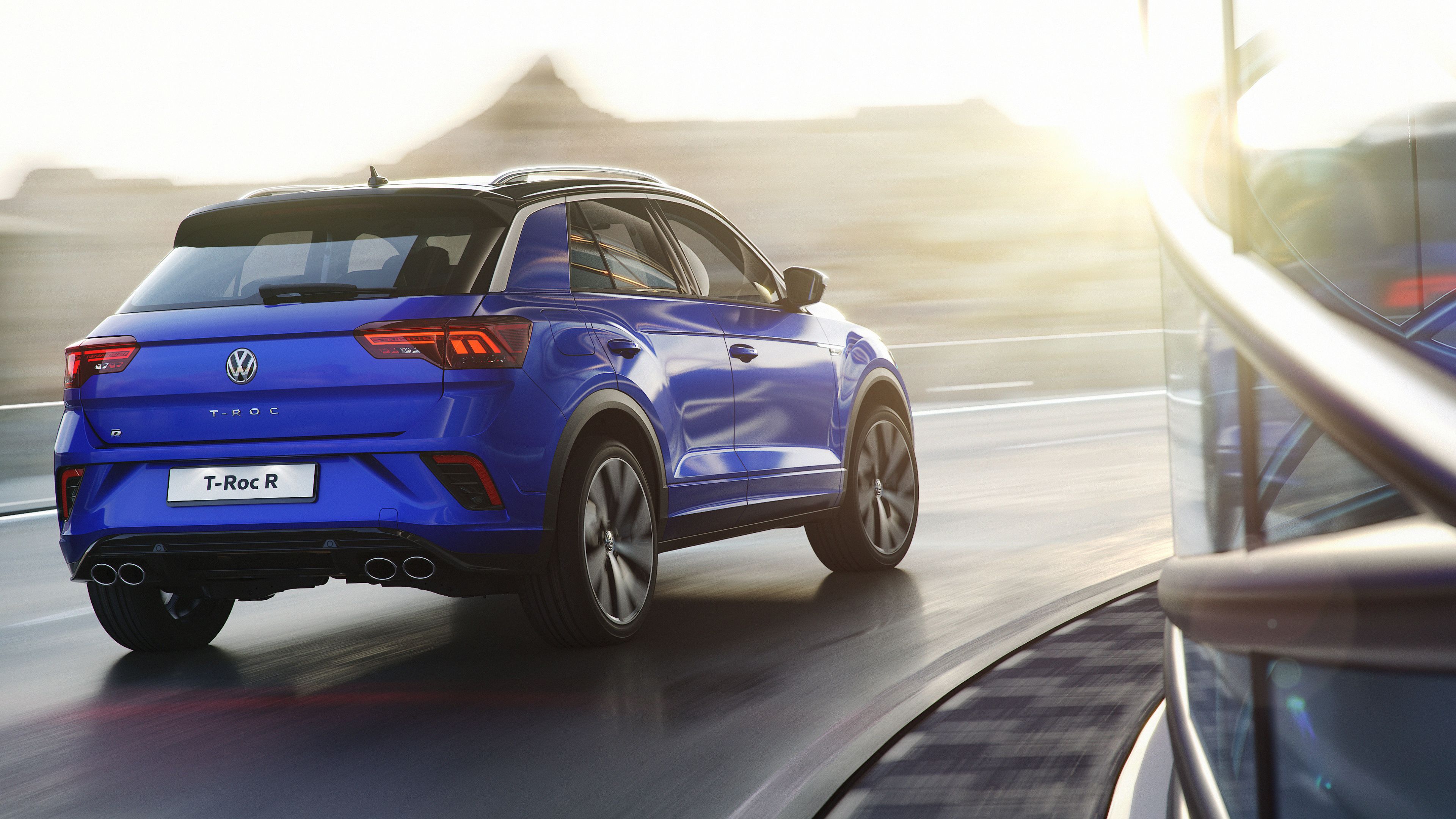 vw volkswagen t-roc r blau heckansicht