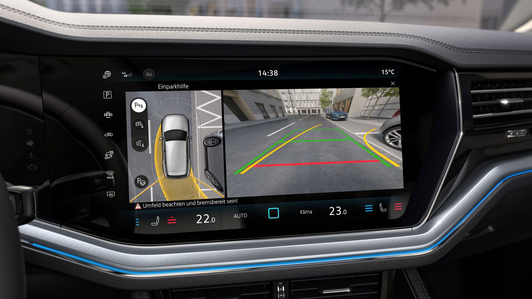 Grafische Darstellung des Assistenzsystems Area View von Volkswagen