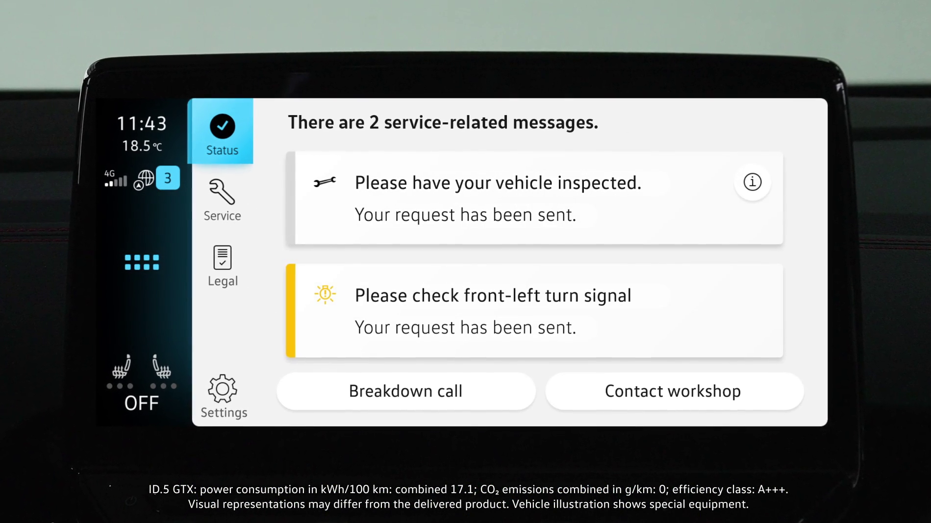 Erklär-Film über die In-Car App „Fahrzeugservice“ – ID. Software 3.0